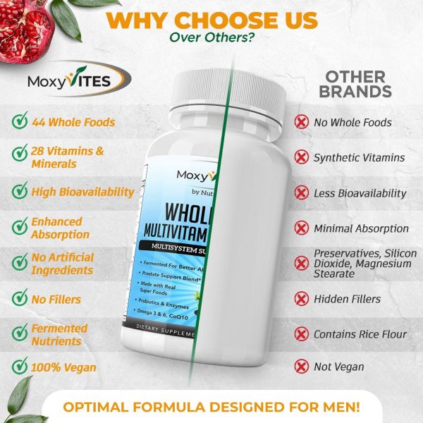 Mens Multivitamins - 44 Organic Whole Foods with Iron, Fermented For Cheap