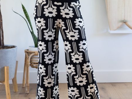 Bruno Sweater Pant - Black Flower Motif Online Hot Sale