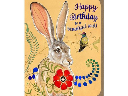 Birthday Jackrabbit & Hummingbird Greeting Card Online Sale