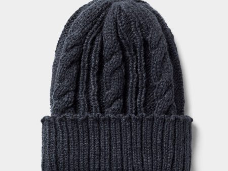 Cable Knit Beanie - Dark Blue on Sale