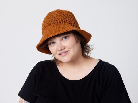 Crochet Bucket Hat - Camel Online Sale