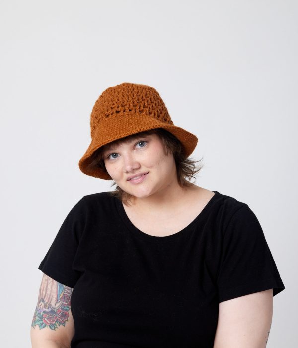 Crochet Bucket Hat - Camel Online Sale