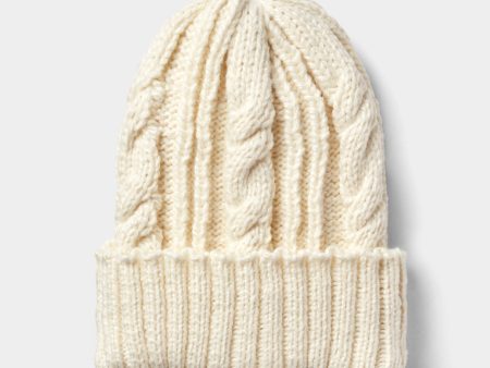 Cable Knit Beanie - Stone For Discount